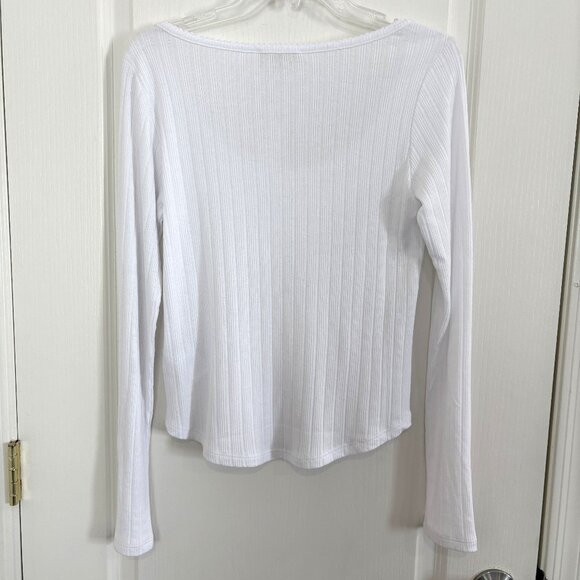 Madewell Pointelle Scoop Neck Top Long Sleeve T-Shirt Tee White Size Medium NEW - Picture 5 of 6